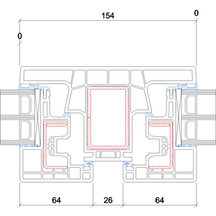 Gealan Kubus Pfosten 154mm Fenster 64mm - 5063-5061