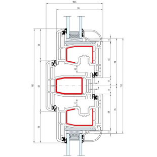 Gealan S 8000 Pfosten 82mm Fenster Classic-Line Flügel 5-Kammer - 8039 8092