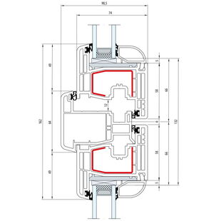 Gealan S 8000 Stulp 64mm Fenster Classic-Line Flügel 5-Kammer - 8304 8092