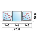 Fenstermaß 2900x1000mm