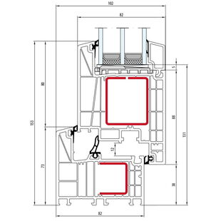 Salamander bluEvolution 82 Terassentür innen öffnend Classic-Line 153mm- HO9020 - HO8530