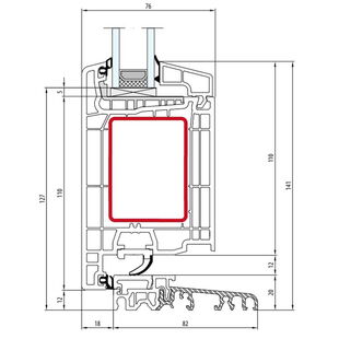 Salamander Streamline 76 Türschwelle 20mm aussen öffnend - 351 041