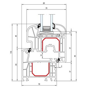 Aluplast IDEAL 4000 Fenster Round-Line 114mm 140x01 140x22