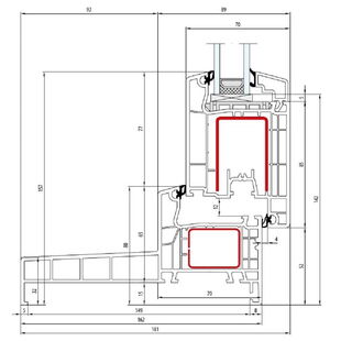 Aluplast IDEAL 4000 Monoblock 160mm Terrassentür innen öffnend Classic-Line 157mm - 140x19 - 140x30