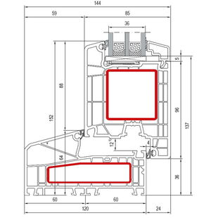 Aluplast IDEAL 7000 NL Tür innen öffnend Classic-Line 152mm - 170x53 - 170x33