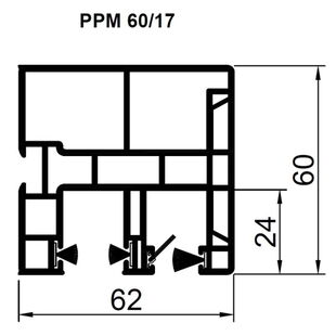 Aufsatzrollladen Führungsschiene PP 60mm mit Insektenschutz