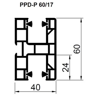 Aufsatzrollladen Führungsschiene PPD-P 60mm zweiseitig