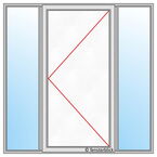 Tür mit Seitenteilen beidseitig und Festverglasung