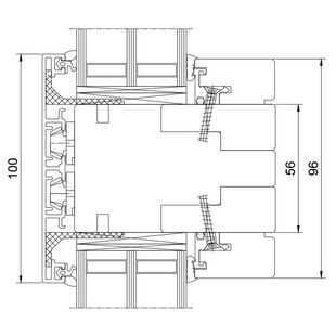 Drutex Duoline 88 Pfosten Glasteilende Kämpfer-Sprosse 100mm Festverglasung