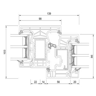 Drutex Iglo Edge - 80021-80013 - Pfosten 98mm Fenster Dreh-Kipp + Fest