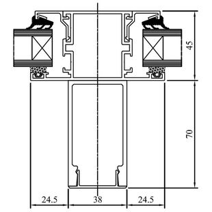 Drutex MB 45 Statisches Profil außen Detailzeichnung