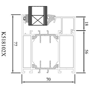 Drutex MB 70 Fensterprofil Festverglasung Detailzeichnung