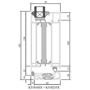 Drutex MB 70 HI Tür nach außen mit Schwelle Detail