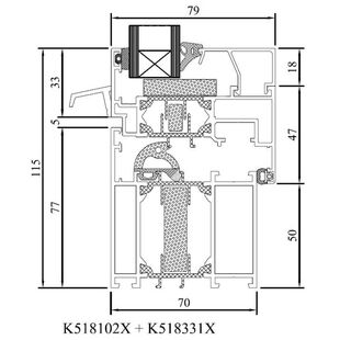Drutex MB 70 HI Fensterprofil mit Wasserschenkel Detail