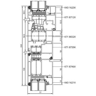 Drutex MB-86SI Tür nach aussen mit Oberlicht Kipp Detail
