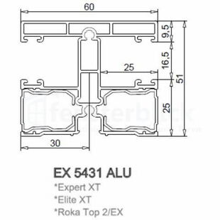 Aufsatzrollladen Aluminium Führungsschiene Exte EX 5431 60mm beidseitig
