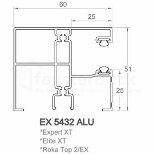 Aufsatzrollladen Aluminium Führungsschiene Exte EX 5432 60mm