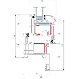 Gealan S 8000 - Renovation - Fenster Classic-Line Flügel 5-Kammer - Flosse 35mm - 8033 8092