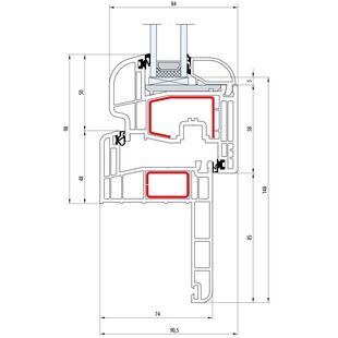 Gealan S 8000 - Renovation - Fenster Round-Line Flügel 5-Kammer - Flosse 65mm - 8034 8068