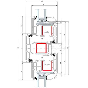 Gealan S 8000 Pfosten 82mm Fenster Classic-Line Flügel 6-Kammer - 8038 8095