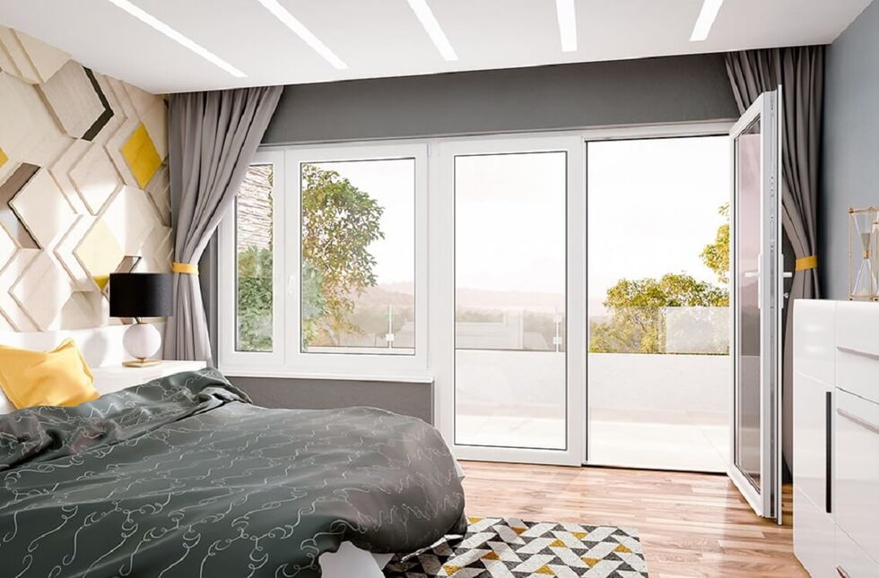 Kunststof balkondeur met kozijn in wit