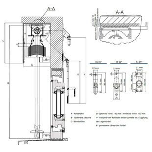 Buitenjaloezieën C-80 inbouwdoorsnede