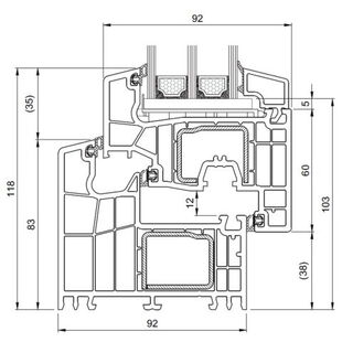 Kunststof kozijnen bluEvolution 92 Classic profieldoorsnede