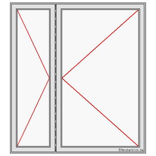 Haustür zweiflügelig mit unsymmetrischer Aufteilung und Gangflügel rechts