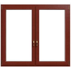 Hout-aluminium kozijnen Duoline van grenen met mahonielazuur