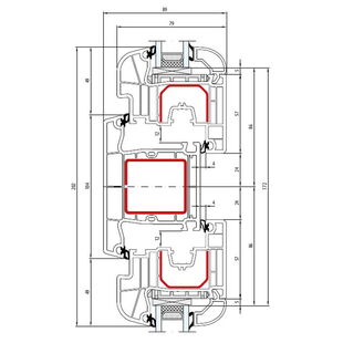 Aluplast IDEAL 4000 Pfosten 104mm Fenster Round-Line 77mm 140x45-140x22