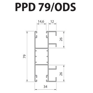 Vorbaurollladen Führungsschiene 79mm PPD ODS doppelt mit Absatz