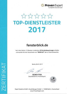 ProvenExpert klantbeoordelingen-keurmerk Fensterblick 2017