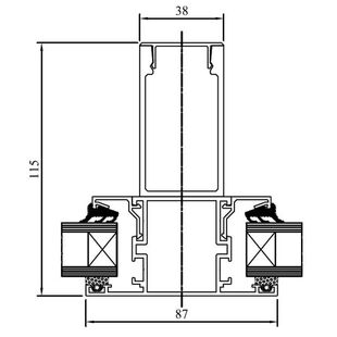 Drutex MB 45 Statisches Profil innen Detailzeichnung