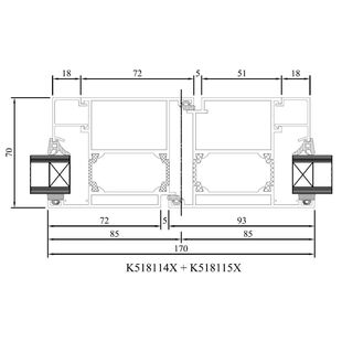 Drutex MB 70 Tür mit Stulp Detailzeichnung
