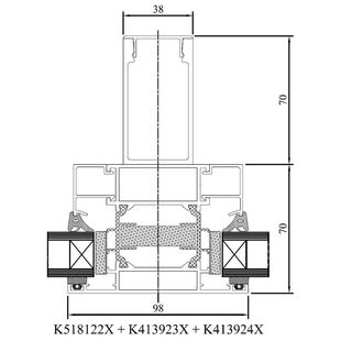Drutex MB 70 HI Statik Profil innen Detailzeichnung