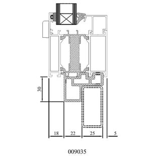 Drutex MB 70 HI Festverglasung Anschlussprofil Detailzeichnung