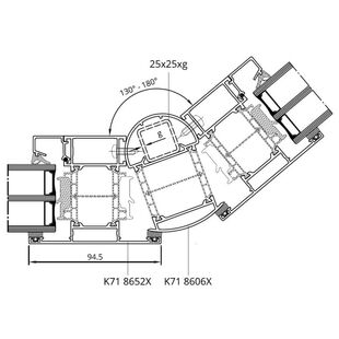 Drutex MB-86SI Eckverbinder Variabel innen Winkel weit