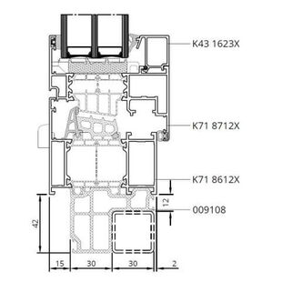 Drutex MB-86SI Fenster mit Anschlussprofil Detailzeichnung