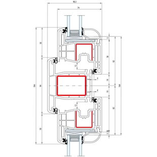 Gealan S 8000 Pfosten 94mm Fenster Classic-Line Flügel 6-Kammer - 8040 8095