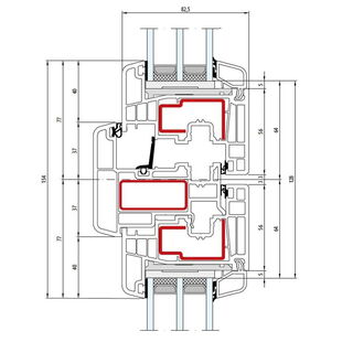 Gealan S 9000 Stulp 74mm Fenster Classic-Line 74mm mit STV - 6012 - 6079