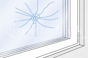Mechanischer Glasbruch durch Steinwurf gegen VSG