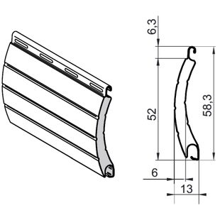 Lamelle PA52 Alu technische Zeichnung