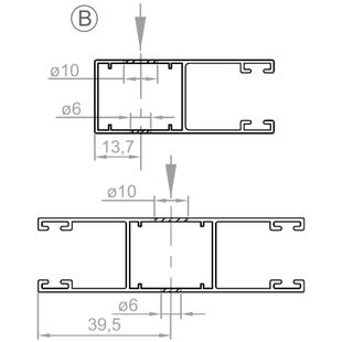 Vorbaurollladen Führungsschiene Montagebohrung Typ B