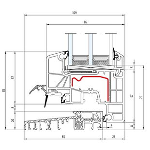 Aluplast IDEAL 8000 Schwelle 20mm Balkontür Classic-Line 77mm - 180x20