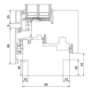 Duoline 88 Fenster mit Standard Falzschnitt beidseitig
