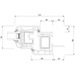 Drutex Iglo EXT Rennovation Fenster Flosse 35mm Detailzeichnung - 50009 50016