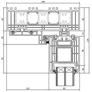 Iglo HS Tür Rahmen mit Schiebeflügel oben weiter Lauf