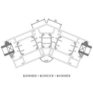 Drutex MB 70 Eckprofil 135° Detailansicht