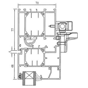 Drutex MB 70 PSK-Tür oben Profilschnitt Detail