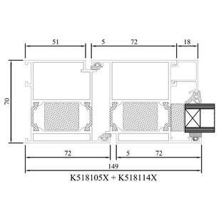 Drutex MB 70 HI Tür nach innen Rahmen Schnitt Detail